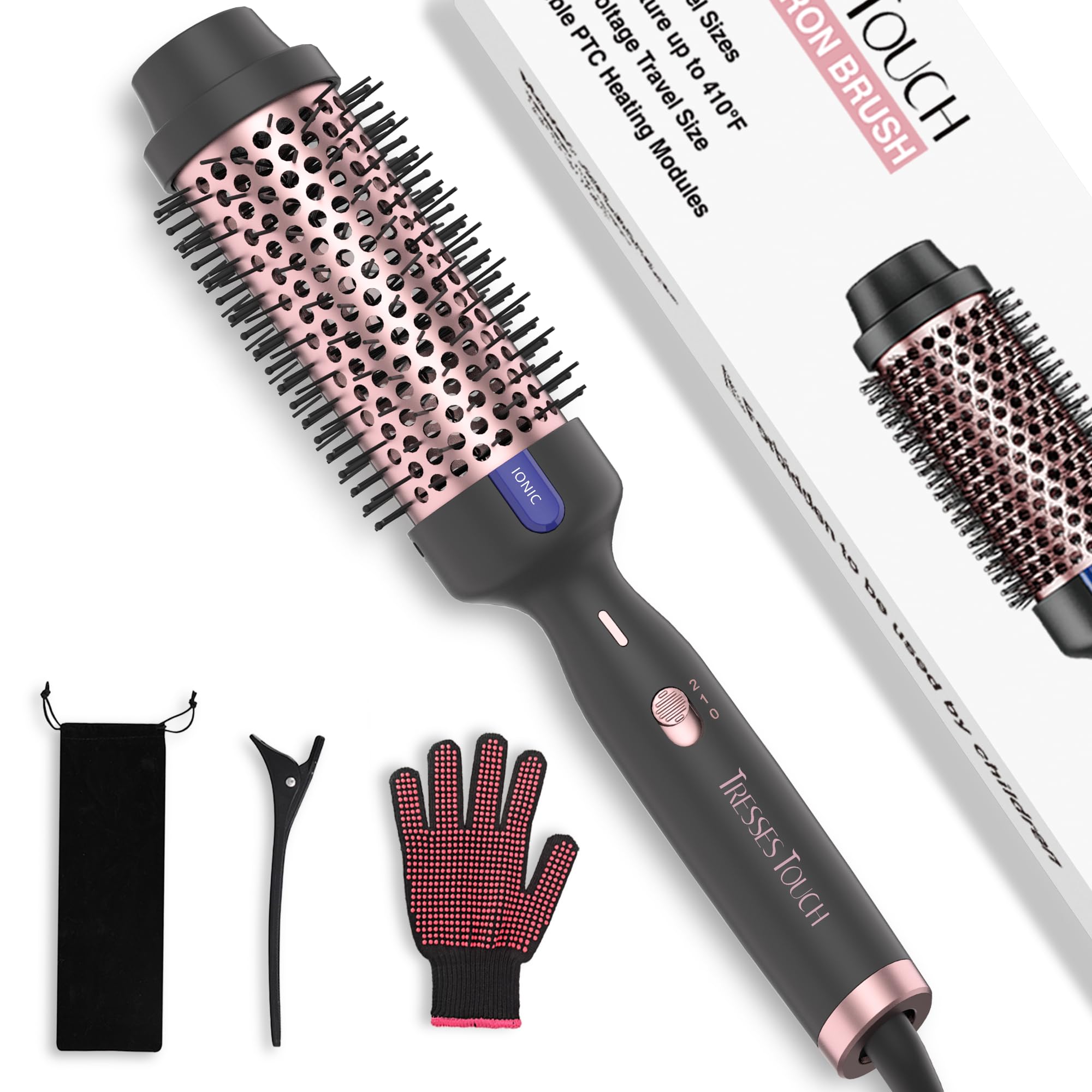 Photo 1 of Thermal Brush 1.77", Long Lasting Hair Curling Brush, Ionic Heated Round Brushes Makes Hair Smoother Get Natural Curls, 2 Temp Settings, Universal Voltage, Easy to Use, Gifts for Women, Rose Gold