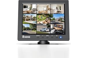 Eyoyo 8" Security Camera Monitor, 1024x768 4:3 Mini TFT LCD Screen NVR CCTV Monitors Display with HDMI VGA BNC AV USB Input, Small Video Monitor for DVD TV Box Computer Server PC Raspbery pi