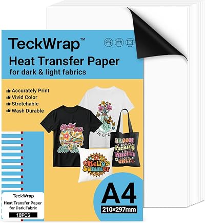TECKWRAP Premium Inkjet T Shirt Heat Transfer Paper A4 x10 Sheets