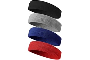 Tanluhu Sweatbands Sport Headbands for Men & Women,Terry Cloth Sweat Band for Tennis, Running, Basketball, Working Out, Execise - Athletic Sweat Cotton Headband Outdoor