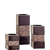 Creative Scents Dublin Brown Set of 3 Small Tealight Candle Holders Table Decor Gift Set - Centerpieces for Living/Dining Room Table, Coffee Table Decor for Fireplace/Entrance or Bathroom