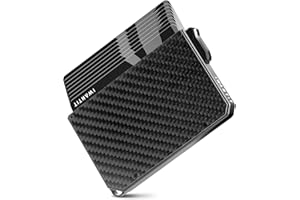 iwantit Wallet for Men with Money Clip - Slim Minimalist Metal Tactical Pop Up Wallet, RFID Blocking Front Pocket Card Holder | Mens Gift(Carbon Fiber)