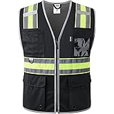 JKSafety Safety Vest for Men Women Hi Vis Relfective Vest with Pockets High Visibility Meet ANSI Standard
