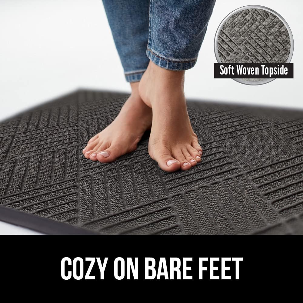 Gorilla Grip Durable Natural Rubber Door Mat, Waterproof, Low Profile, Heavy Duty Welcome Doormat for Indoor and Outdoor, Easy Clean, Rug Mats for Entry, Patio, Busy Areas, 17x29, Gray Diamond: Home & Kitchen