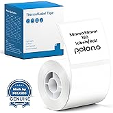 POLONO Thermal Labels for PM220S Label Maker, 2 inch (50mm) Round Thermal Label, Waterproof, Multi-Purpose Label Tape, 1 Roll of 150 Self-Adhesive Thermal Paper (White)