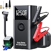 Jump Starter with Air Compressor, LERTIN 2500A 150PSI Portable Car Battery Jump Starter Pack, 12V Jump Box with USB Fast Charge, for up to 9.0 Gas/8.0L Diesel Engine, 3 Modes Lights/Large LCD Display