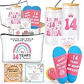 Frerdui 14 Year Old Girl Birthday Gifts, 14th Birthday Gift Set for Teen Girls, Best Gifts for 14 Year Old Girls, Trendy Teen Girl Gift Basket, 14th Bday Decorations Box for Her