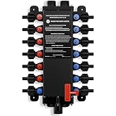 14-Port PEX Manifold Compatible with Viega ManaBloc 50143 | 8 Cold 6 Hot &bull; 3 Supply Adapters Included &bull; 1/2" PEX Crimp &bull; Individual Shutoff Valves &bull; One-Piece Body