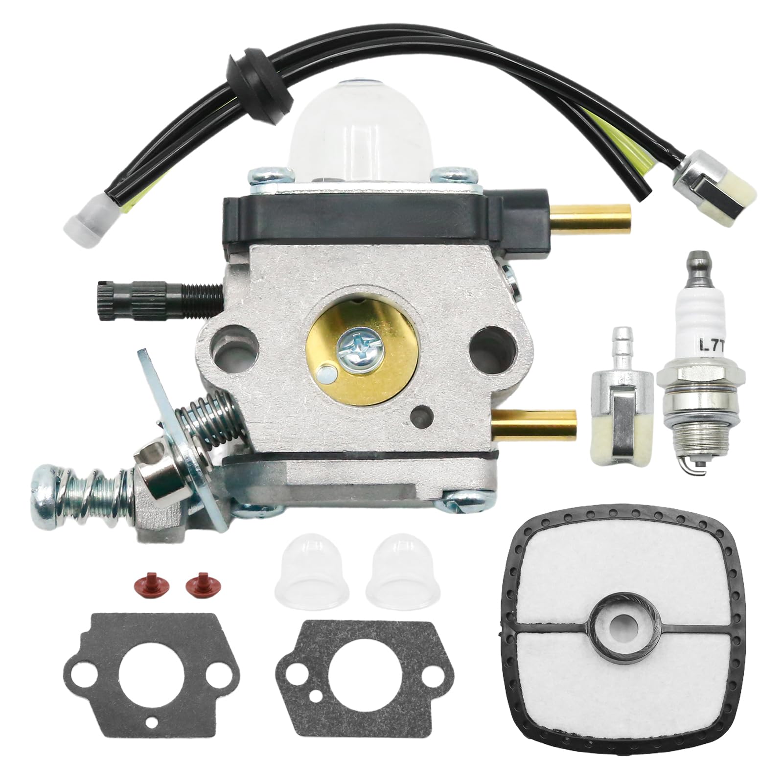 Hoypeyfiy A021001090 Carburetor Filters Spark Plug Kit, Replacement for Mantis Tiller 7222 7225 SV-5C/2, Replacement for Zama C1U-K82, Replaces A021001092, A021001091