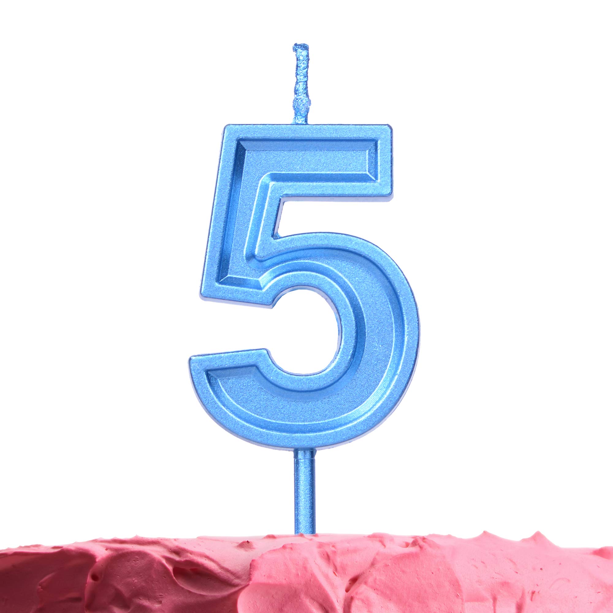 GET FRESH Number 5 Birthday Candle – Blue Number Five Candle on Stick – Elegant Blue Number Candles for Birthday Wedding Anniversary – Baby’s 5th Birthday Candle Cake Topper – Blue 5 Candle