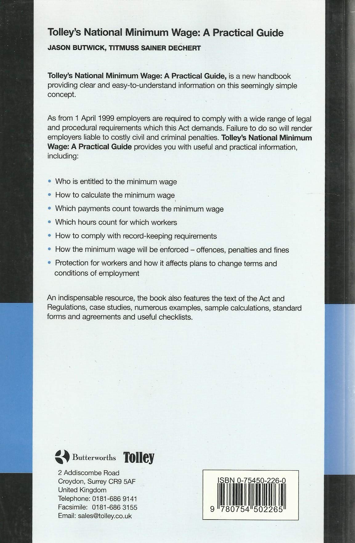 Tolley S National Minimum Wage A Practical Guide Jason Butwick