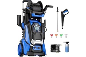 LE HAO TOOL Electric Pressure Washer 5000 PSI 3.3 GPM Power Washer Touch Screen Adjustable Pressure,4 Nozzles and 500ml Foam Cannon Power Washer Cleaning for Car Patio Blue