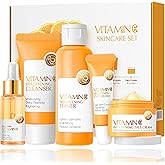Vitamin C Skincare Set, 5-In-1 Skincare Gift Set With Cleanser, Toner, Face Serum, Face Cream, And Eye Cream, Skin Care Products For Teen Girls, Long-Lasting Moisturizing Skincare Set For Women Men