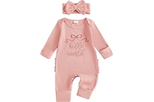 Socutebabe Baby Girl Winter Clothes Newborn Preemie Going Coming Home Outfit Ruffle Mitten Sweater Romper Cute Knit Jumpsuit