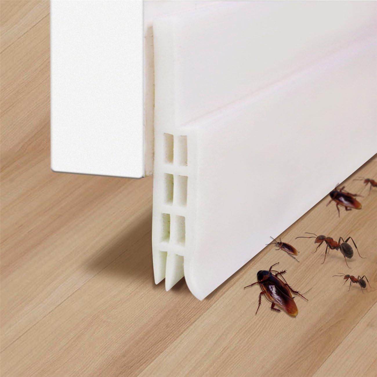 Door Bottom Seal Weather Strip, Poconic Under Door Draft Stopper Anti-Collision Door and Windows Silicone Draft Stopper, 2" Width x 39" Length (White)