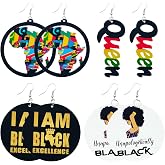 Ymimanchil African Earrings for Women Black History Month Earrings Wooden African Map Earrings