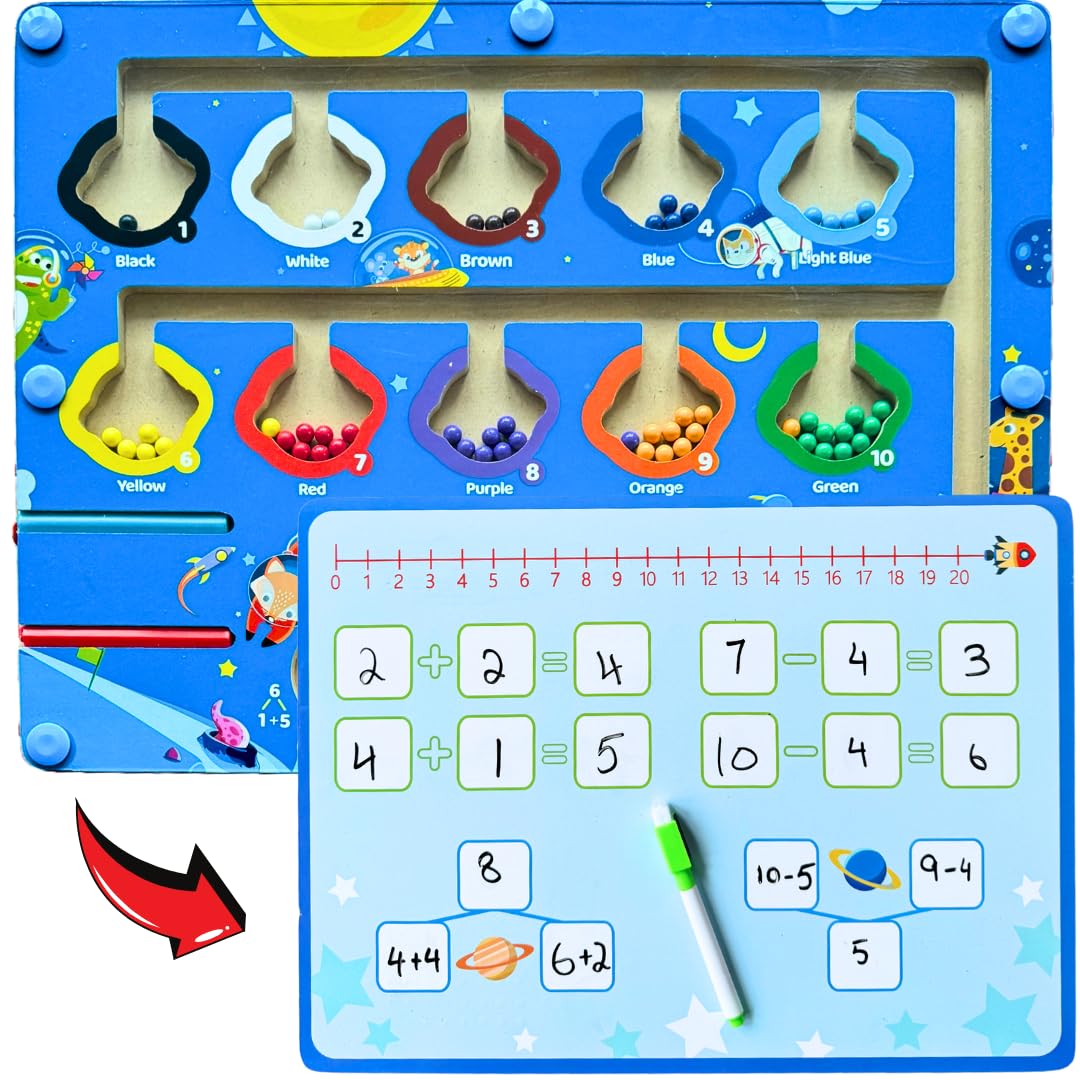 Learning Resources for 3 year olds,addition and subtraction,counting games,Colour sorting toys,Magnetic Colour Maze and number line,Montessori toys,maths games,Educational toys for 3 4 5 6 year olds