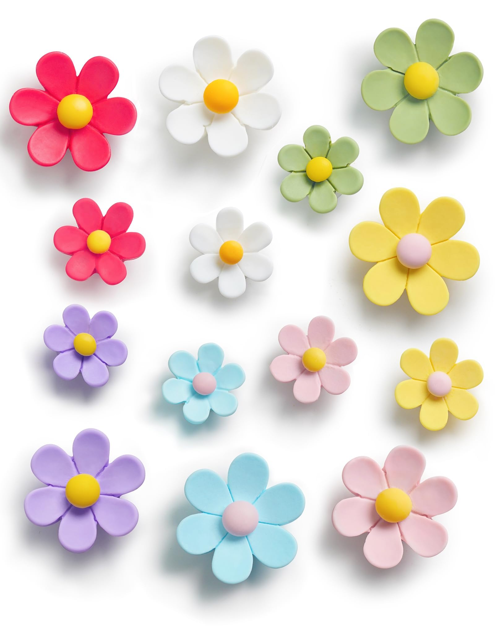 3D Flower Fridge Magnets Set, 14 Pieces (7 Small + 7 Large), Colourful Decorative Magnets for Fridge, Colourful Strong Magnets for Fridge, Loose and Whiteboard, Decorative Magnets for Kitchen and