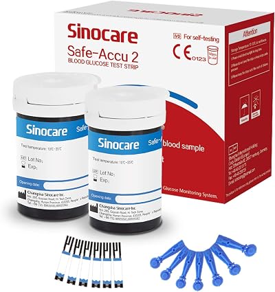 Sinocare Safe-Accu2 Glucose Test Strips 50 pcs No Coding Blood Sugar