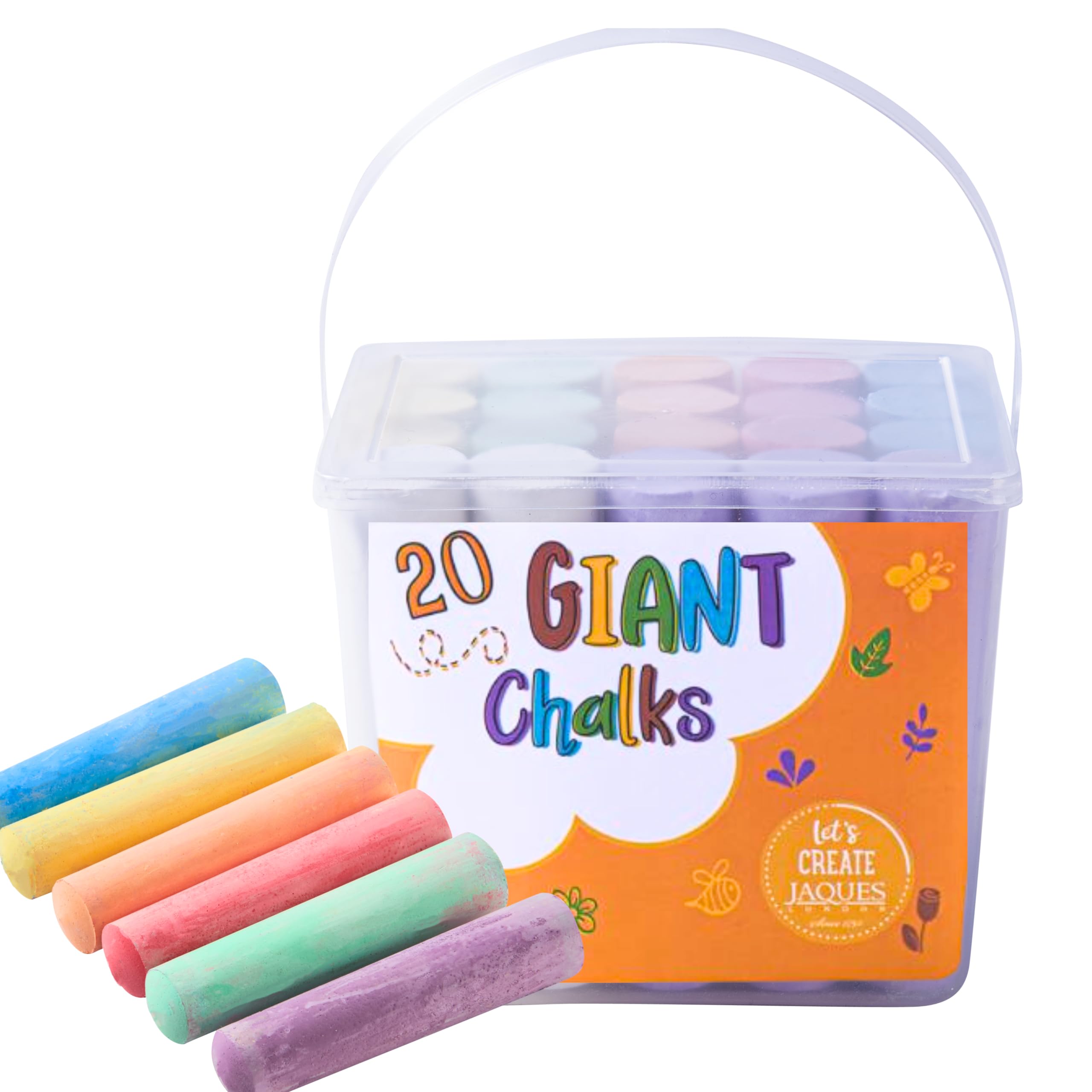 Jaques of London Premium Chalks for Children Giant for Outside | Creative Garden Toys for 1 Year olds | Pavement Chalks spark creativity, fine motor skills, and imaginative play | Since 1795