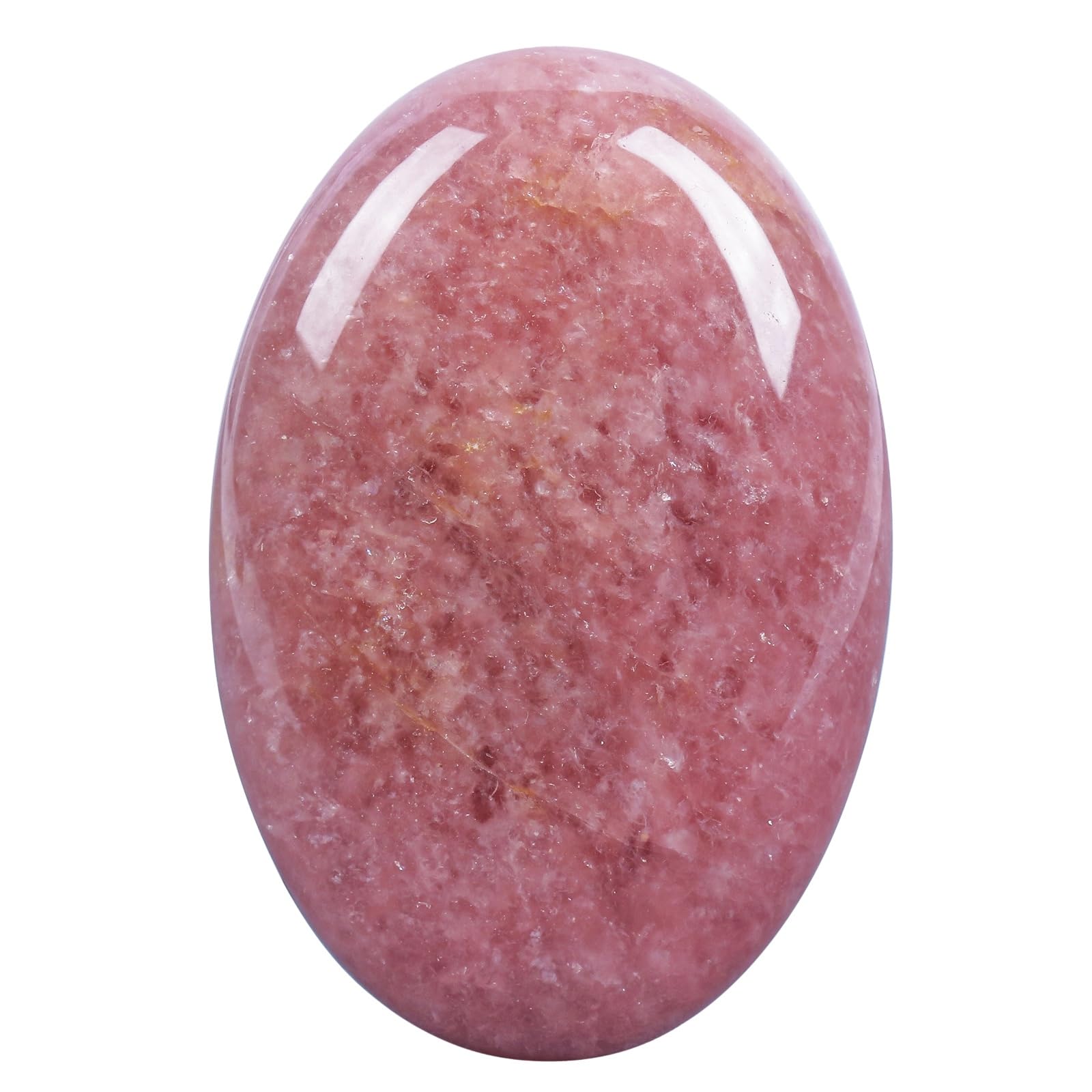 Lovionus89 Strawberry Quartz 60mm Crystal Palm Stone - Polished Semi-Precious Worry Stone for Anxiety Relief, Meditation, Stress, Healing Crystals — image 1