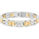 Men's Stainless Steel Link Bracelet with Two Tone Finish - 8-1/2"