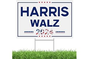 CASETANK Harris Walz 2024 Yard Sign Kamala Harris Tim Walz President Yard Sign Outdoor Lawn 18" x 12" Double Sided Garden Sign with Metal H-Stake