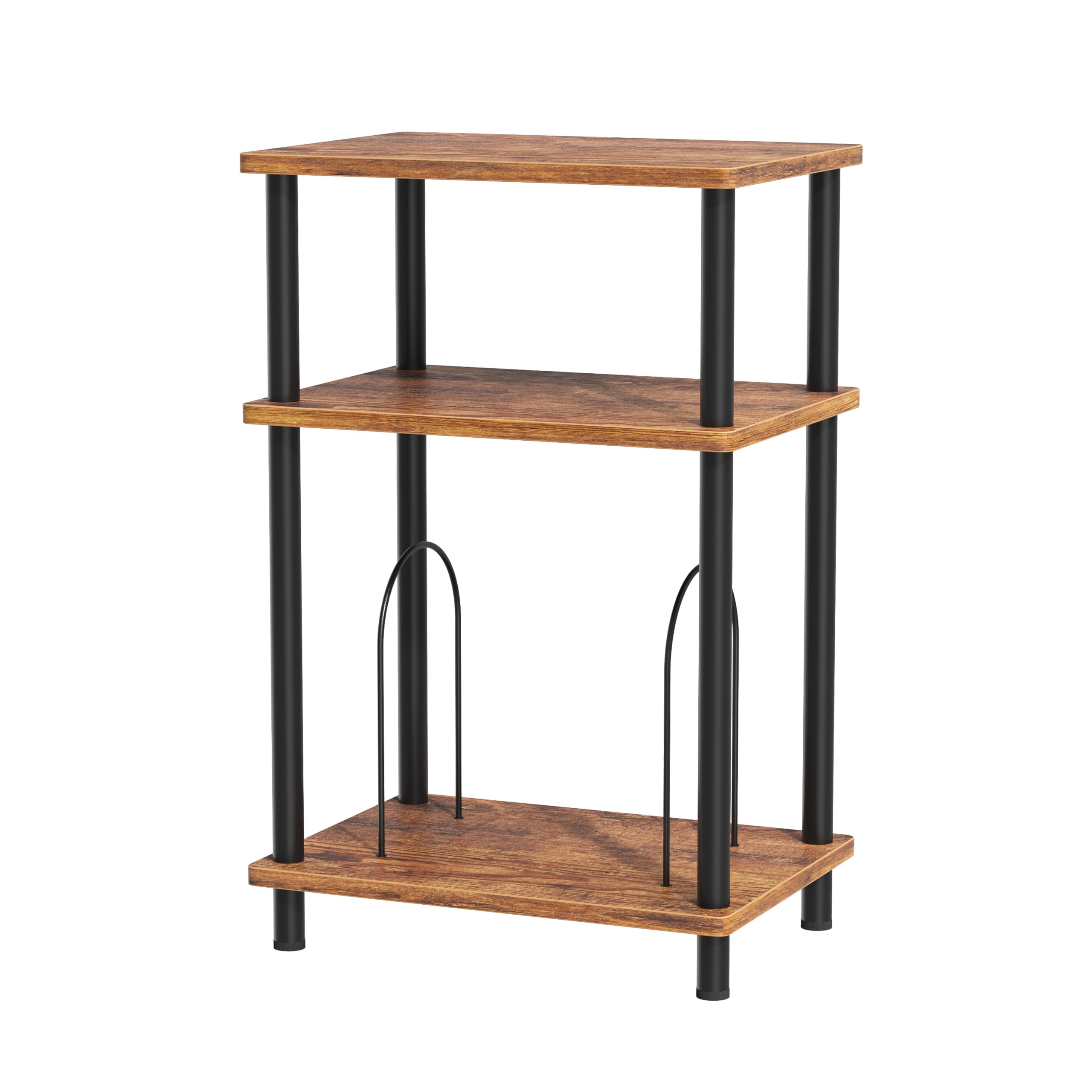 Photo 1 of Apicizon Record Player Stand, 3-Tier End Table with Vinyl Record Storage Shelf, Record Player Table with Adjustable Holder, Small Turntable Stand for Living Room, Bedroom, Rustic Brown and Black