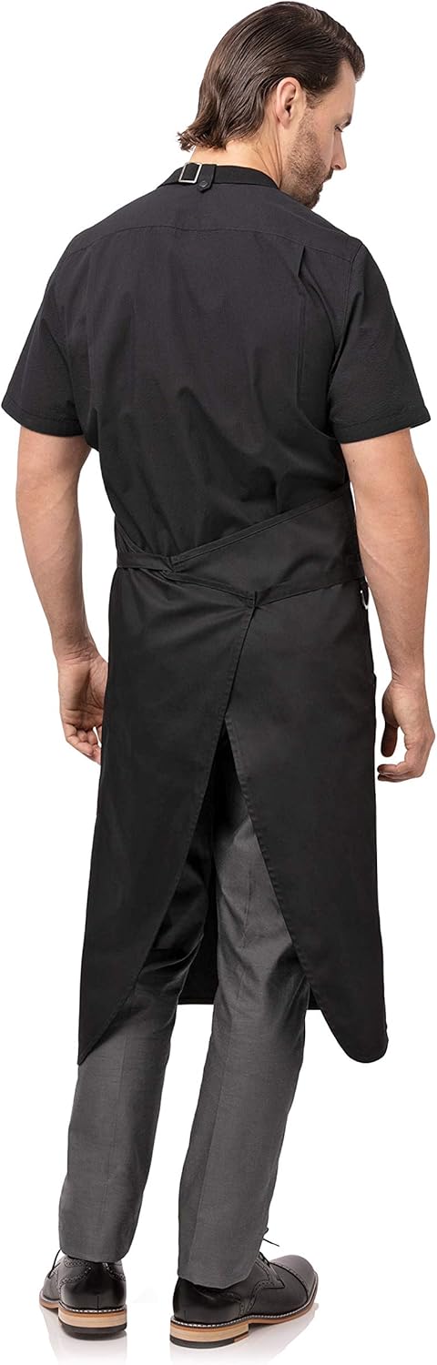 Chef Works Men's Brio Chef's Bib Apron, Black, 40"L x 43"W: Clothing