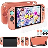 Coooudqs Protective Case for Nintendo Switch 2 (2025) Dockable, Orange Slim Hard Shell for Switch 2 Accessories, Scratch & Shock Protection Cover for Joycon 2 with Screen Protector, 8 Thumb Grip