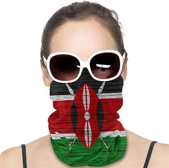 Viohik Unisex Balaclava Kenya Wooden Texture Kenyan Flag Face Mask Bandana Elastic for Adult