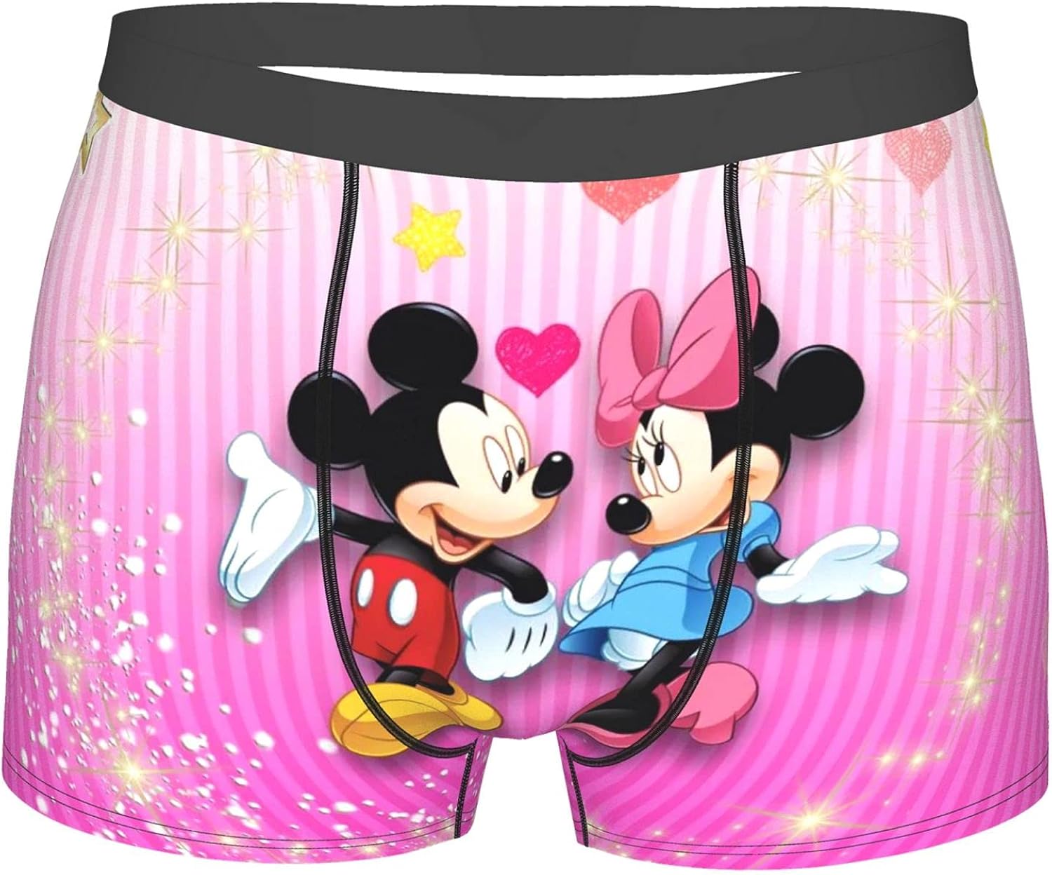 Herren-Boxershorts mit Cartoon-Motiv, Micky und Minnie Maus, weiche