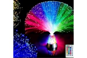 LED Fiber Optic Lamp 14” Fiber Optic Lamp - Color Changing Crystal Base - Remote Control Sensory Light