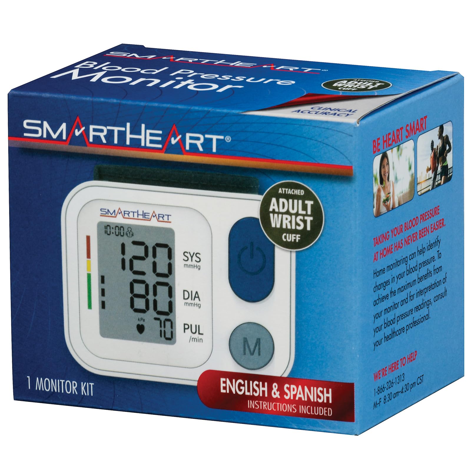 SmartHeart Blood Pressure Monitor | Adult Wrist Cuff | 2-Person Memory | 398 Total Reading Storage | Easy to Use | Automatic Inflation and Deflation
