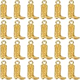 SUNNYCLUE 1 Box 50Pcs Gold Cowboy Boot Charm Western Charms Bulk Small Alloy Metal Vintage West Cowboys Horse Cowgirl Pendants for Jewelry Making DIY Necklaces Bracelets Earrings Supplies Women Adult