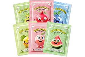 Kaely 6 Pack Fruit Face Masks for Kids, Kids Face Mask Spa Day Kit Supplies, Spa Party Favors for Teens Girls Women, Sheet Facial Mask Skincare Gifts Set, Moisturize Soothe for All Skin Types, 03