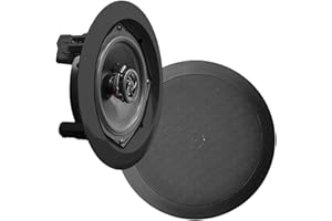Pyle 6.5” Ceiling Wall Mount Speakers, Pair of 2 Way Flush Mount Midbass Woofer Speaker System, PET Dome Tweeter, 70Hz-20kHz 