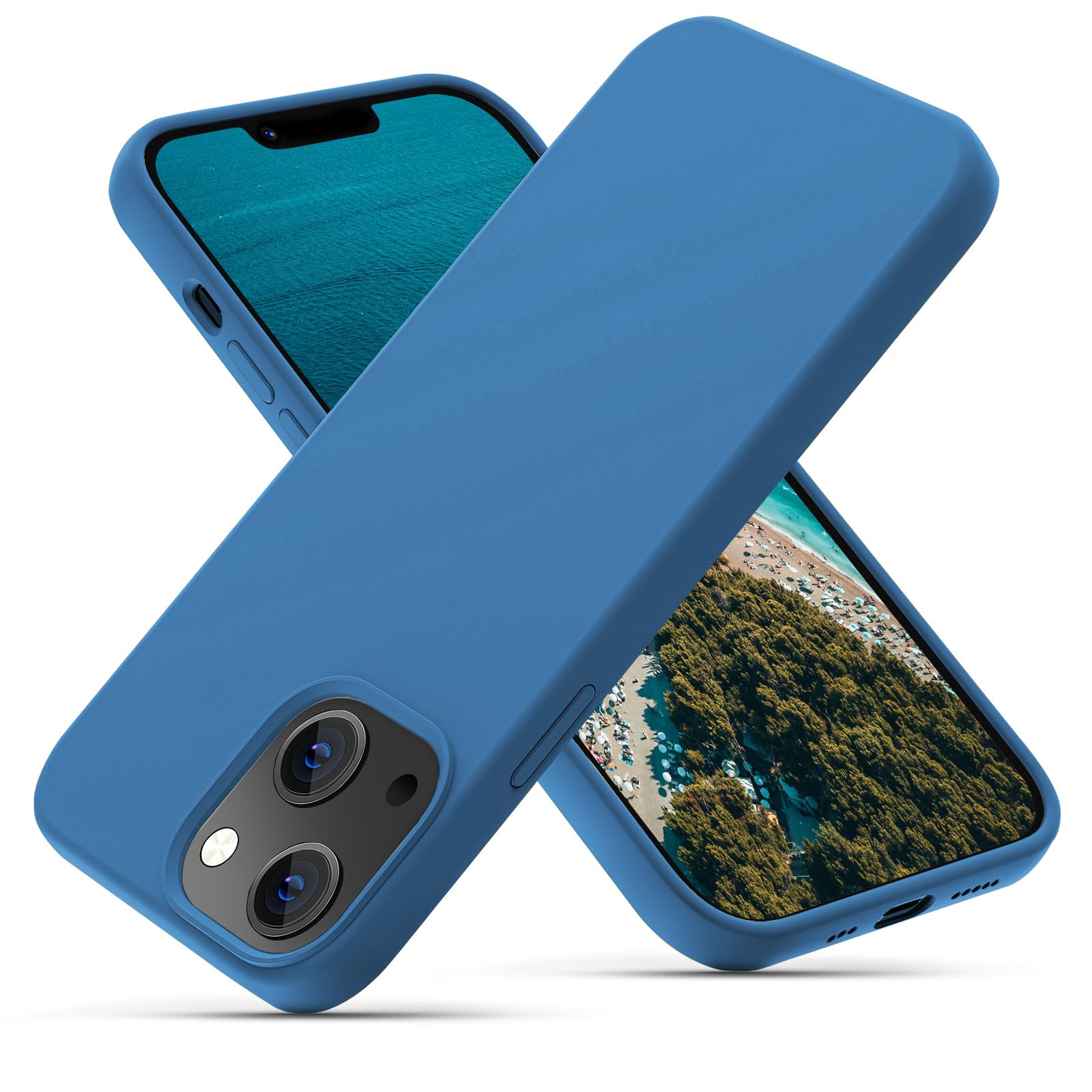 OIIAEE Silicone Case Designed for iPhone 13 Case, Ultra Slim Shockproof Protective Liquid Silicone Phone Case with Soft Anti-Scratch Microfiber Lining, 6.1 inch, Blue โ image 1