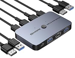 KVM Switch, ABLEWE Aluminum KVM Switch HDMI,USB