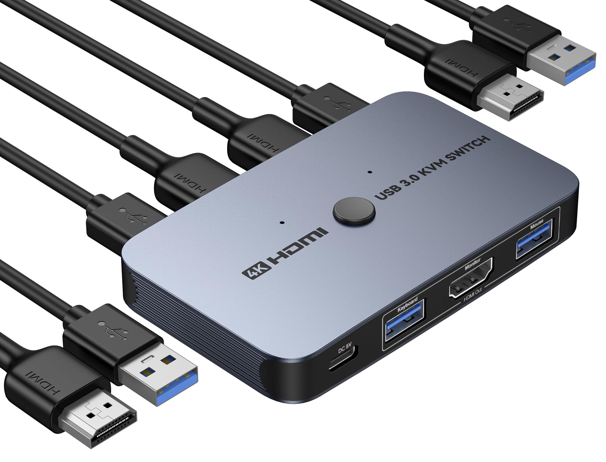 KVM Switch, ABLEWE Aluminum KVM Switch HDMI,USB