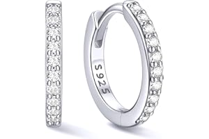 Chicsilver 925 Sterling Silver Huggie Earrings for Women 14K Gold Plated Silver Hoop Earrings for Women Hypoallergenic Small Cubic Zirconia Huggie Earring (6/8/10/12/14/16/18/20mm)
