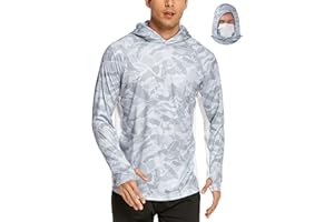COOrun Men's Hooded Sun Shirts with Mask Fishing Shirts for Men Long Sleeve UPF 50 Rash Guards Cooling Hoodies Hiking Shirts