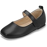 Hehainom Girls Dress Shoes Flower Girl Toddler Little Big Kids Square Toe Flats Mary Jane Wedding School Shoes