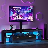 Lamtor TV-Stand with Mount 75 inch - LED TV Stand with Power Outlet & Drawers, Modern Entertainment Center with Mount for Living Room, Bedroom, Black