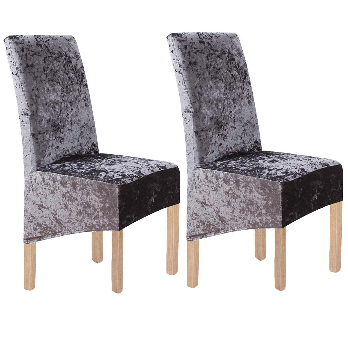 LANSHENG Crushed Velvet XL Chair Covers for Dining Chairs 2/4/6 Pcs Chair Protective Slipcover,Elastic Chair Protector Seat Covers for Dining Room Wedding Banquet Party Decoration(Grey-G,2 Pack(XL))