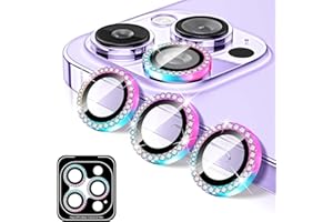 Kucheed Diamond Camera Lens Protector for iPhone 16/iPhone 16 Plus, Bling Tempered Glass Camera Cover, Individual Automatic Alignment Metal Rings, Glitter Camera Lens Cover Film Stickers