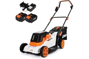 LIGO 40V Cordless Lawn Mower w/11Gal Bag & 2X4.0Ah Battery | 15" Brushless Motor, 6-Position Height (0.98"-2.95") | Walk-Behind Grass Catcher w/Patented Comb | 20V/40V Tool Compatible