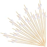 Zutlian 200 Pcs Cocktail Picks Fancy Toothpicks for Appetizers Pearl Wedding Bamboo Toothpicks Cocktail Picks for Drinks Food