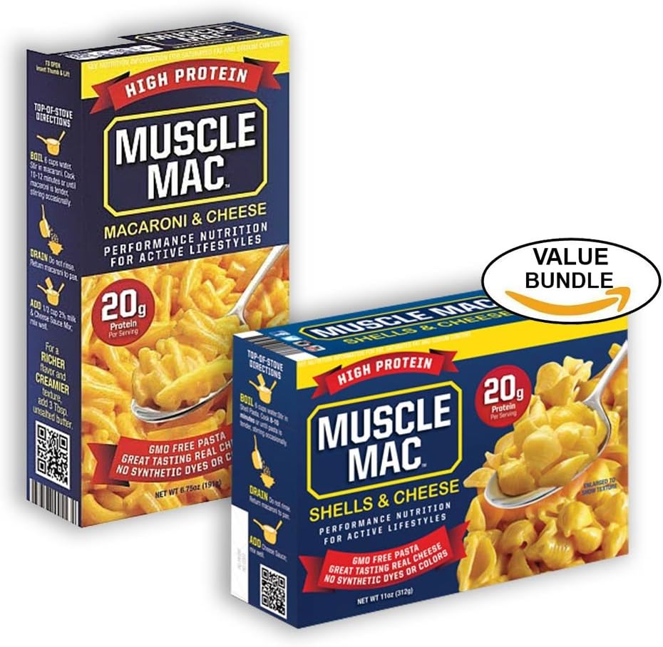 Muscle Mac, 20g of High Protein, Macaroni and Cheese & Shell and Cheese Assortment Pack (Macaroni and Shells, Bundle Pack)