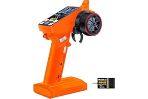 MEUS RACING ME-8A RC Transmitter 8 Channels 2.4GHz and Receiver with Coach Mode for 1/8 1/10 1/18 1/24 RC Crawler Car Boat TRX4 TRX4M SCX10 SCX24 Upgrades Parts (Orange)